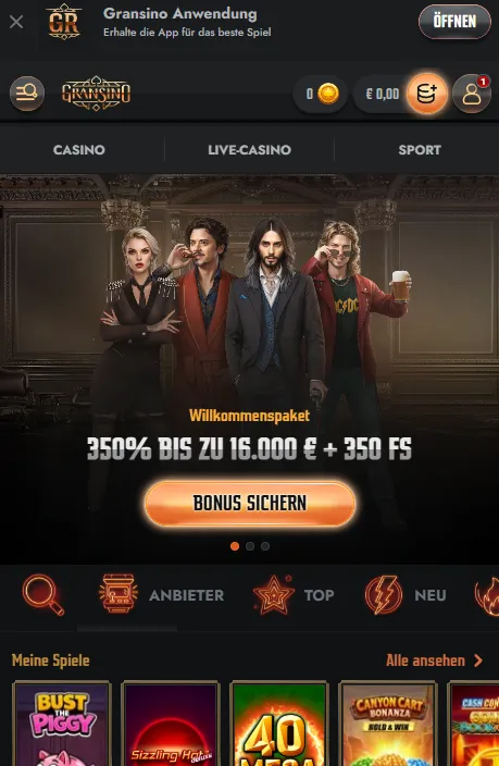 Gransino mobile Nutzung