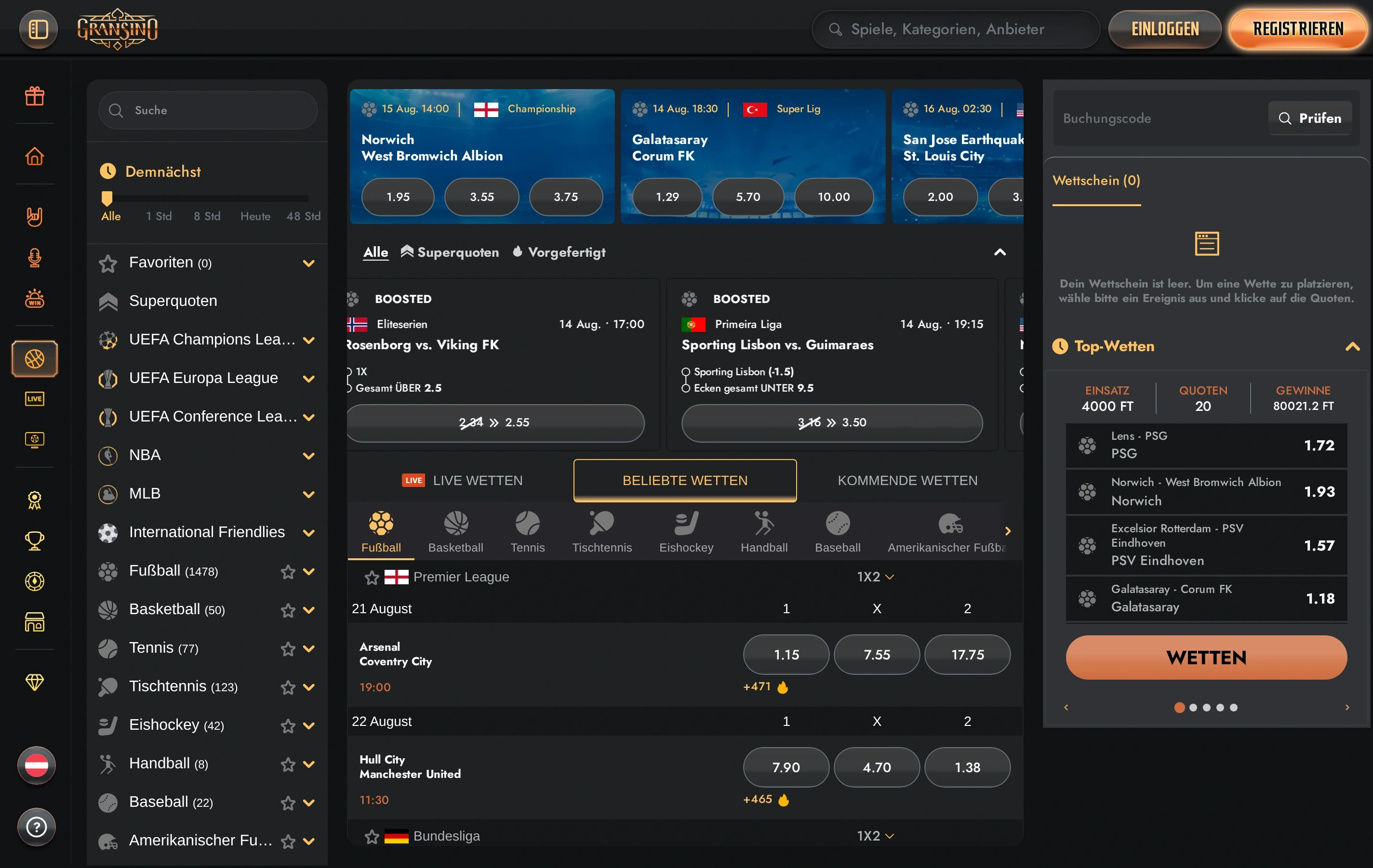 Gransino Casino und Sportwetten