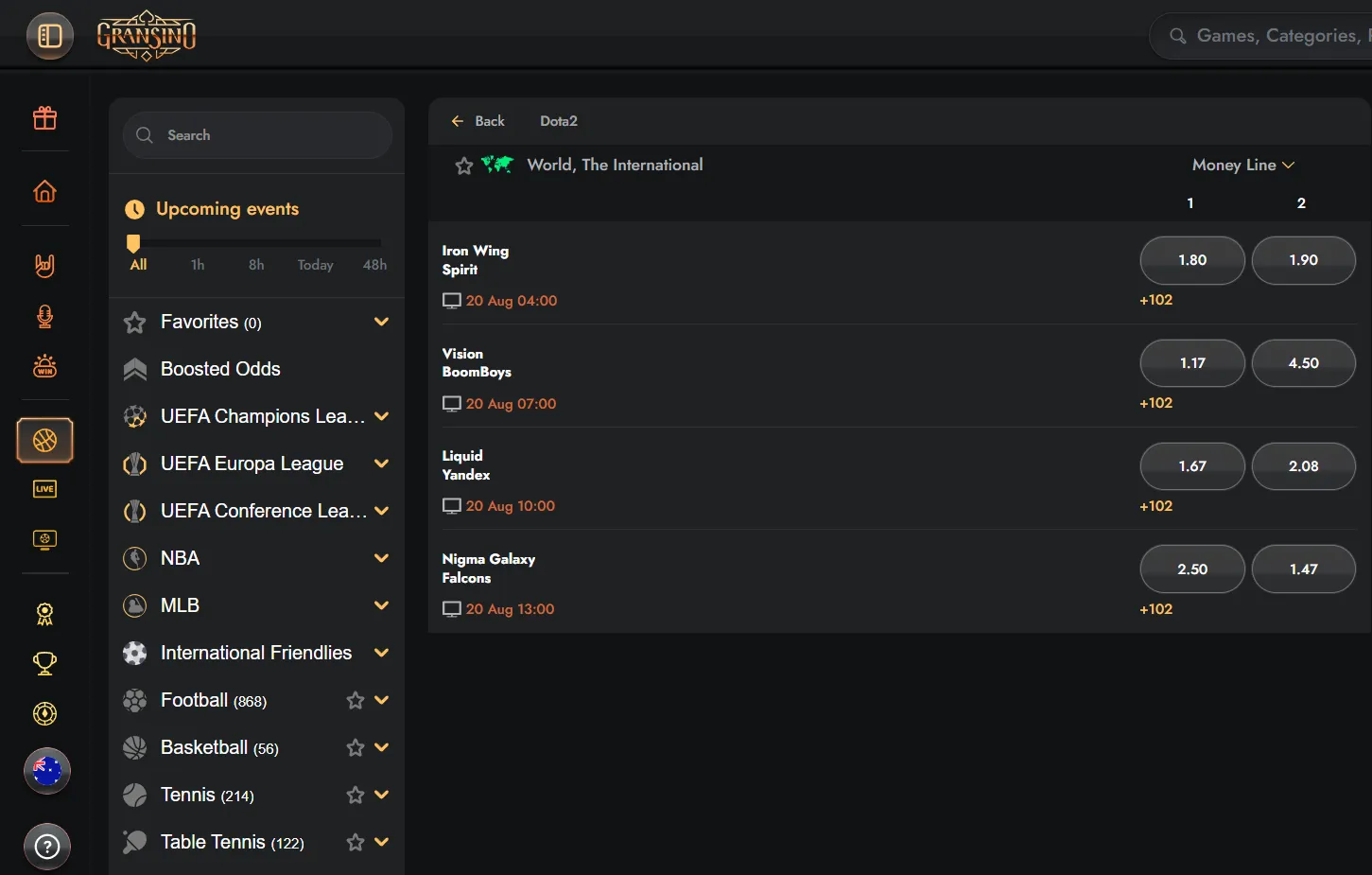 Esports and virtual sports betting options