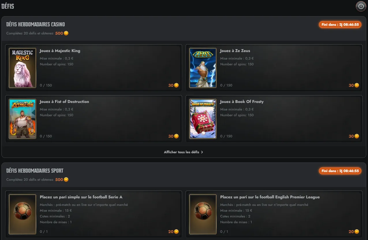 Bonus casino Gransino et tours gratuits