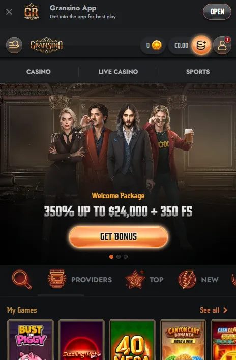 Gransino mobile browser access