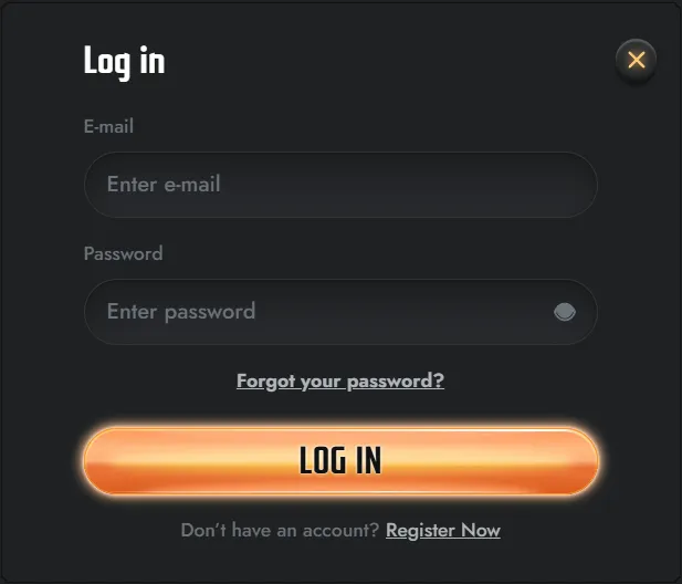 Gransino login screen for secure account access and password recovery