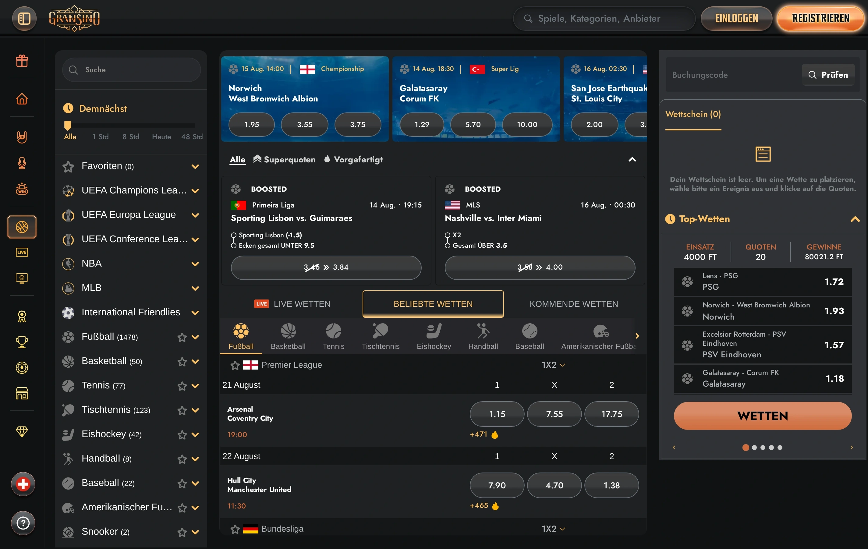 Gransino Casino und Sportwetten