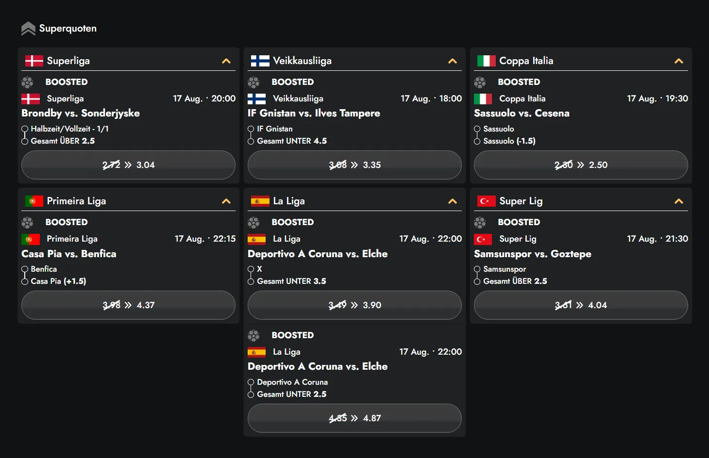 Bet Builder für kombinierte Auswahl