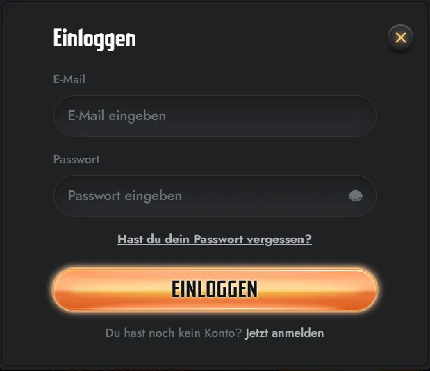 Anmeldemaske von Gransino für den sicheren Zugang zum Spielerkonto