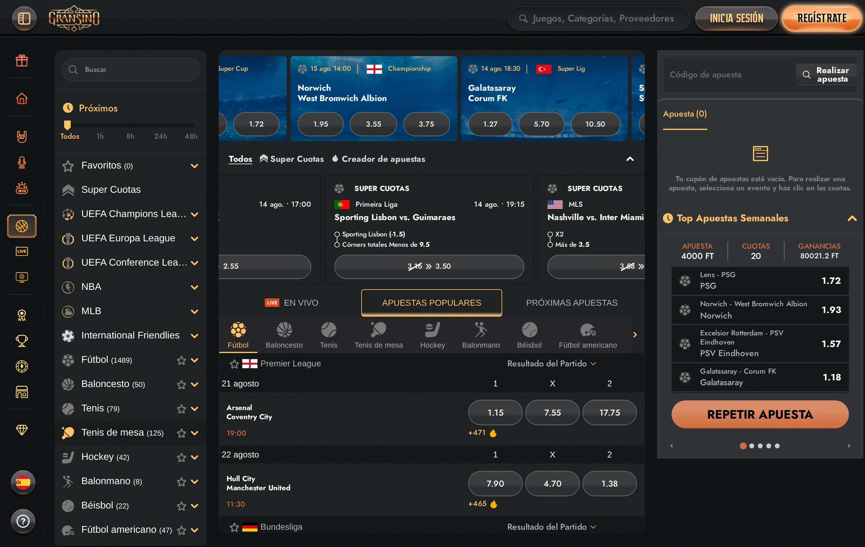 Servicios de casino Gransino