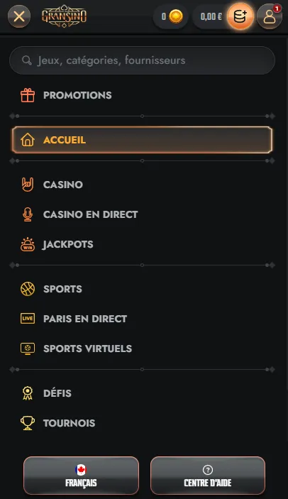 Présentation de l’expérience mobile Gransino sur navigateur