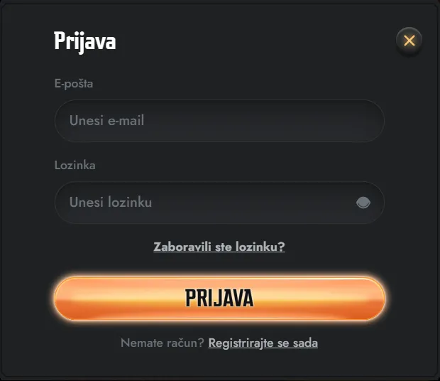 Početni zaslon za prijavu na Gransino račun