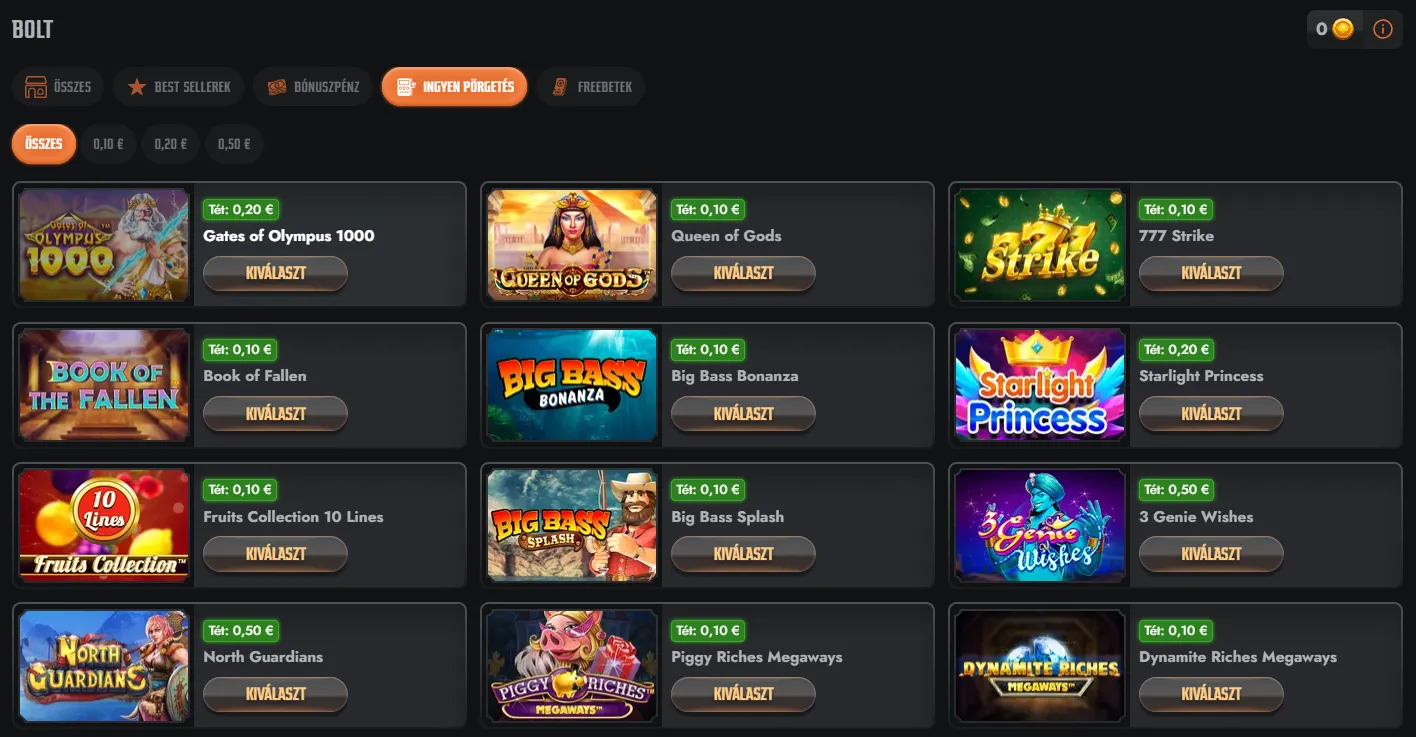 Gransino jutalmak, Coins és Shop áttekintése