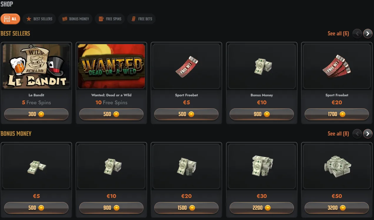 Gransino rewards, Coins and Shop offers