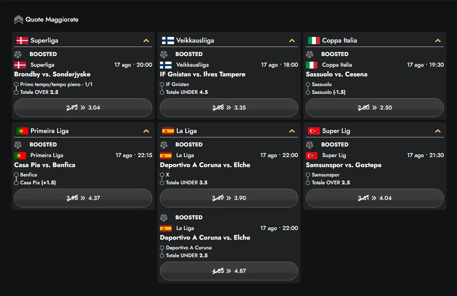 Funzione Bet Builder per selezioni combinate