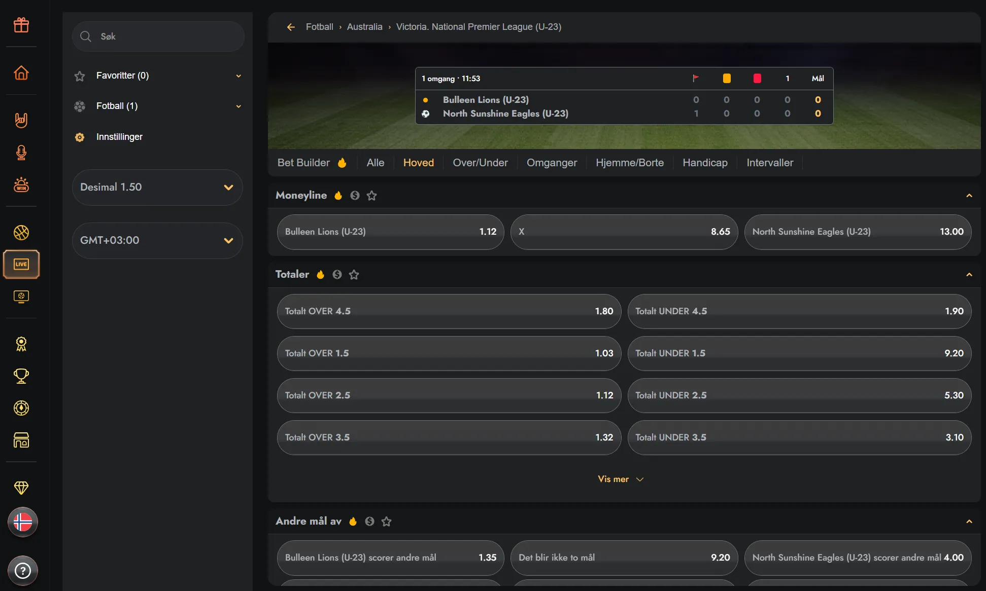 Livebetting med oppdaterte odds under pågående arrangementer