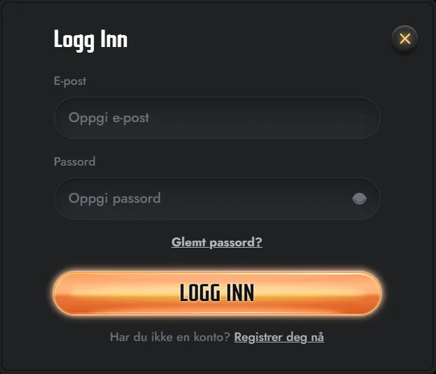 Innlogging til Gransino-konto på datamaskin eller mobil