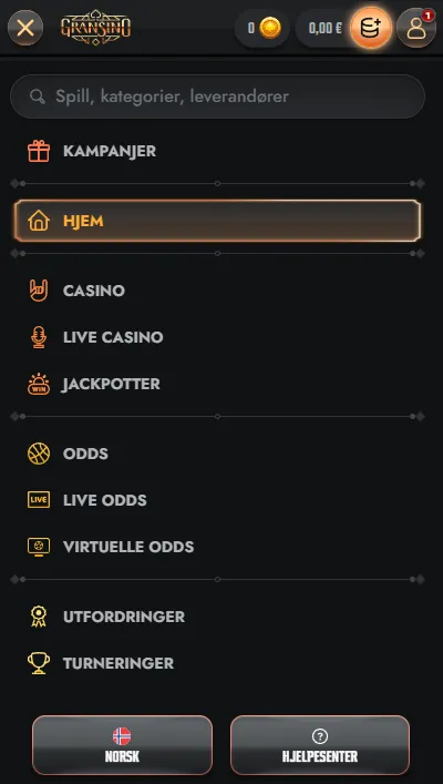 Mobiltilgang til spill, odds, betalinger og konto