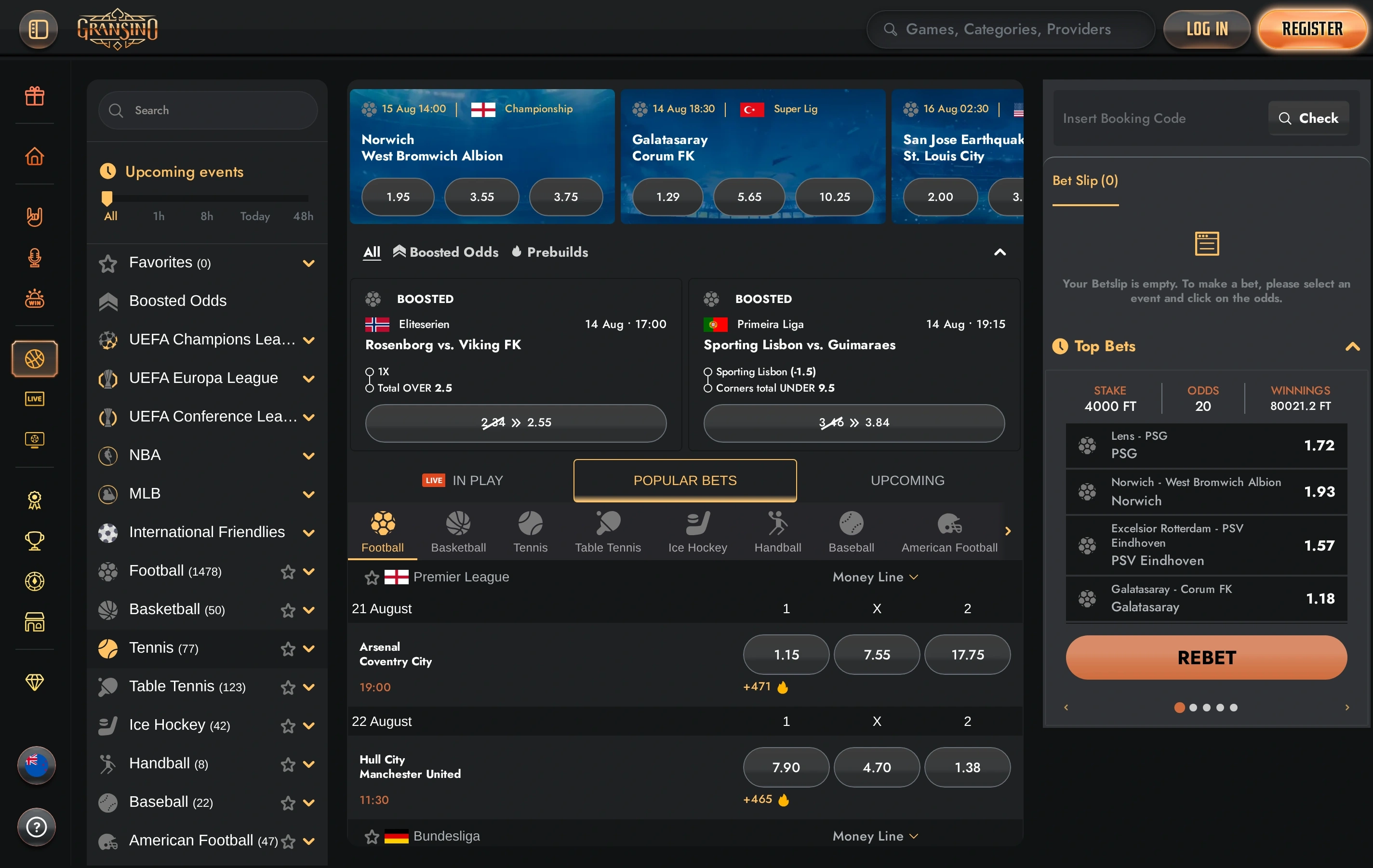 Gransino casino and sports overview