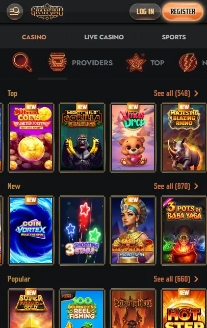 Gransino mobile casino and sportsbook