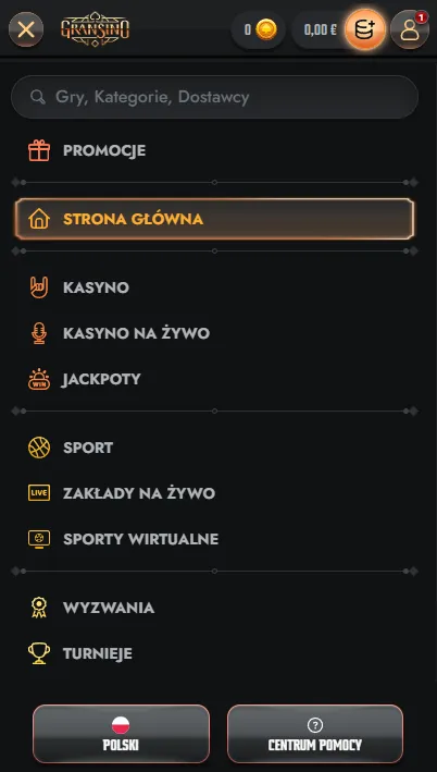 Mobilna obsługa konta Gransino i pomoc