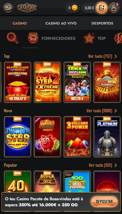 Casino Gransino num telemóvel