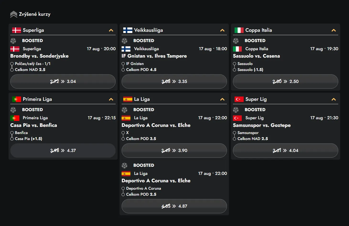 Funkcia Bet Builder v Gransino