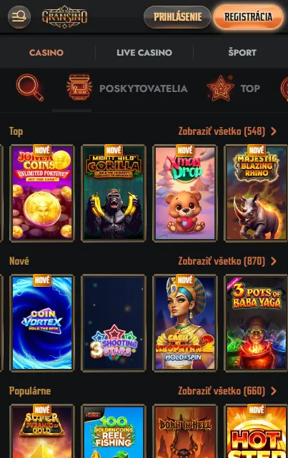 Mobilný prístup Gransino